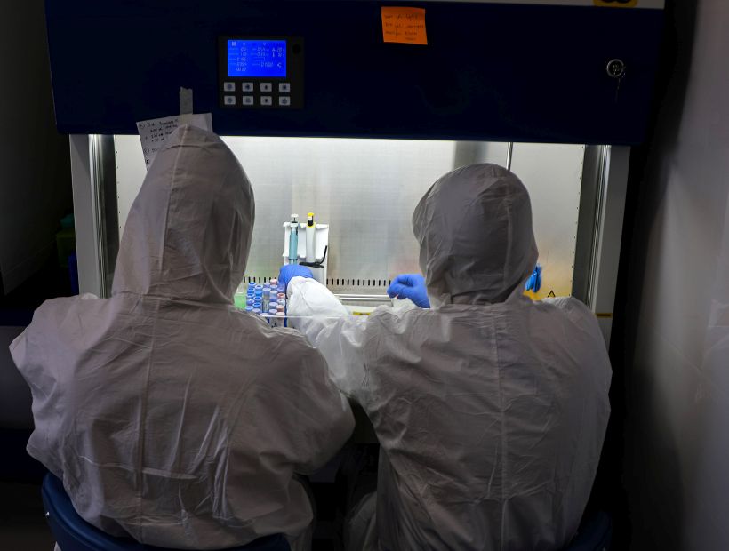 Fotografía temática de laboratorio con muestras Covid-19